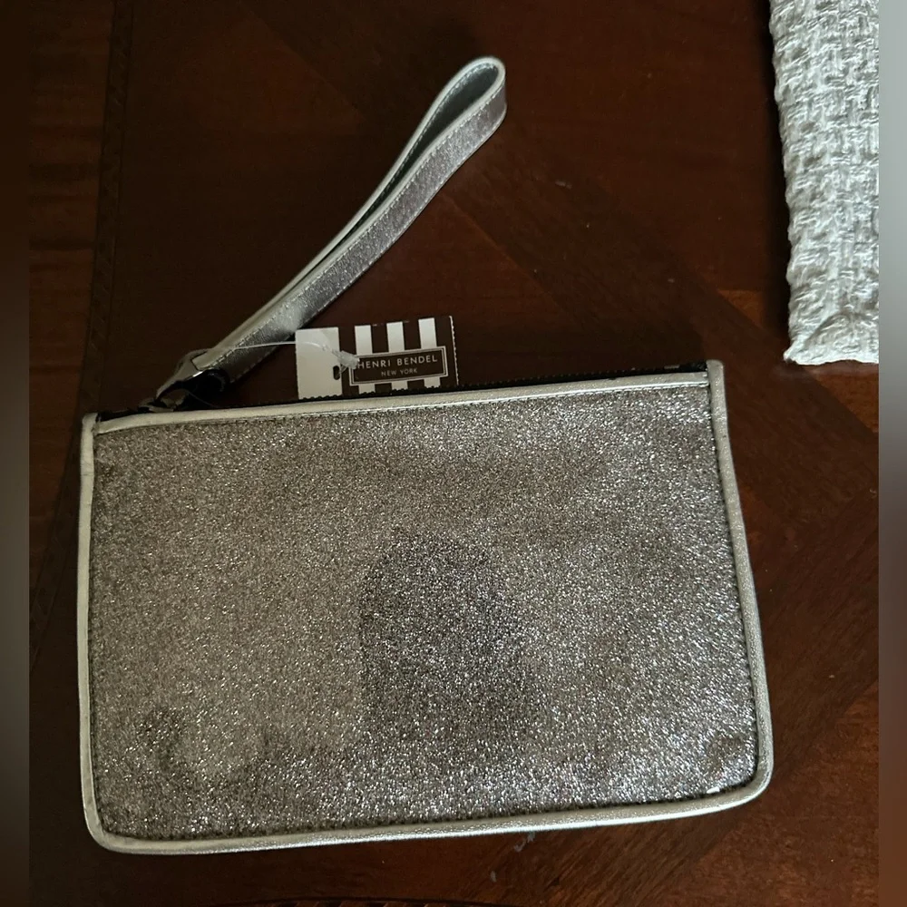 Henri Bendel Silver Glitter Wristlet NWT